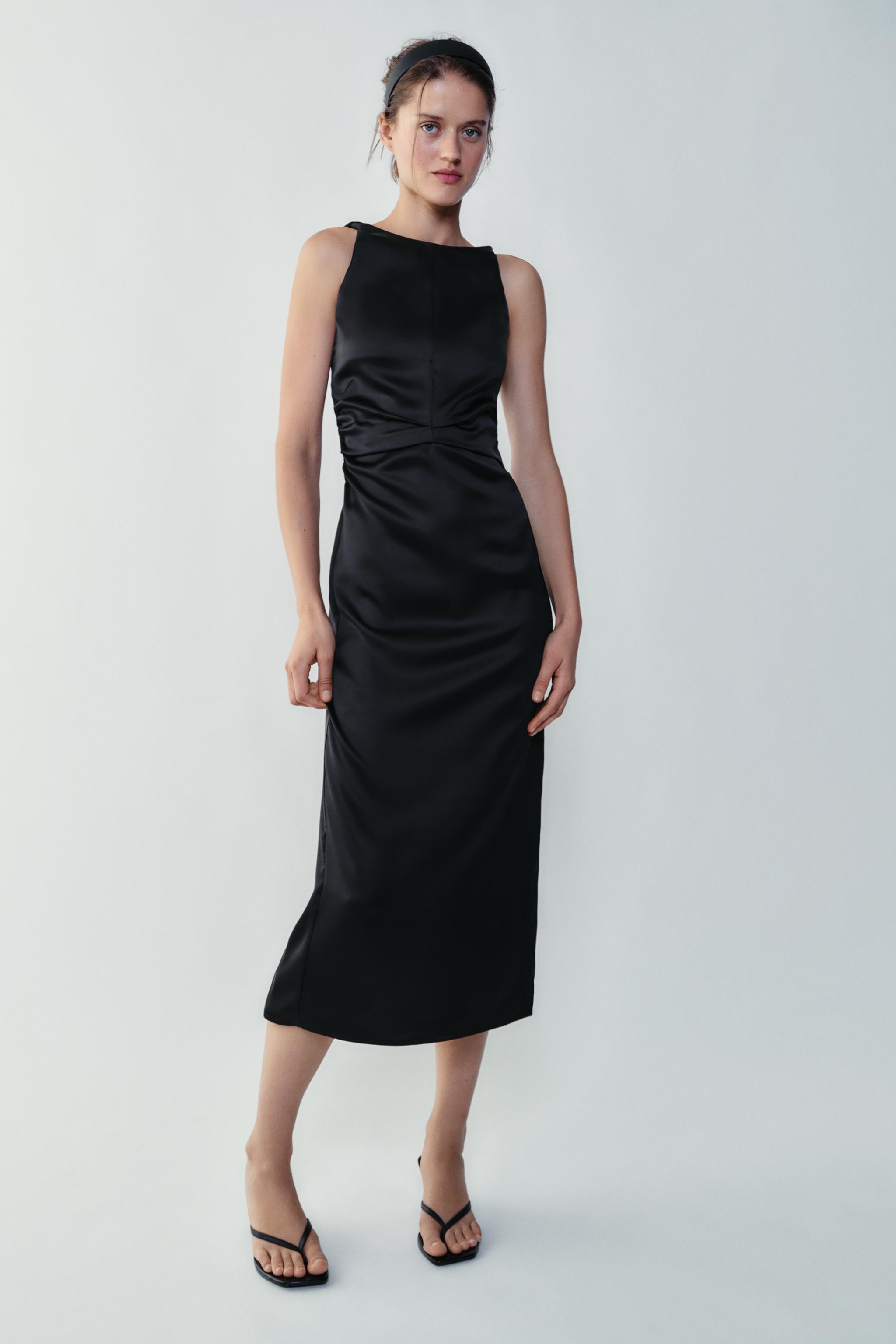 DRAPED SATIN DRESS